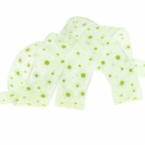 tételeket Organza szalag zöld virágokkal 20mm 20m