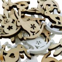 tételeket Húsvéti dekorációs nyuszi szóráshoz fa fehér, natúr szórt dekoráció Húsvéti nyuszi 96 db