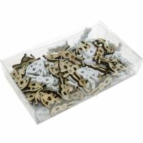 tételeket Húsvéti dekorációs nyuszi szóráshoz fa fehér, natúr szórt dekoráció Húsvéti nyuszi 96 db