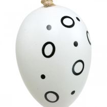 Húsvéti tojások gyűrűkkel és pontokkal, tavaszi dekoráció, fekete-fehér húsvéti dekoráció 6db