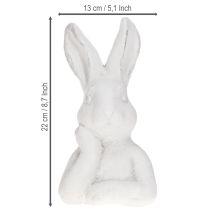 tételeket Húsvéti nyuszi figura kopott elegáns nyúl, gondolkodó fehér 11×9×20,5 cm