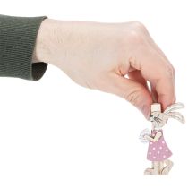 tételeket Húsvéti Nyuszi Dekoratív Csipeszek, Rózsaszín És Fehér Fa Húsvéti Dekorációk, 7.5cm, 4 Darab
