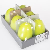 tételeket Húsvéti gyertyák, tojás alakú, tojás alakú húsvéti gyertyák, lime zöld, 9 cm, 20 óra, 6 darab