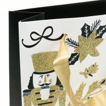 Ajándékzacskó papírzacskó &quot;Merry Christmas&quot; arany glitter H30cm 2db