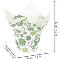 tételeket Papír virágcserép lóhere motívummal, újévi dekoráció, 12 cm, 12 darab