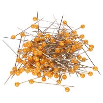tételeket Narancssárga gyöngyházfejű virágkötőtűk, Ø4mm, 40mm, 150 darab