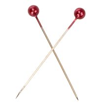 tételeket Piros gyöngyházfejű dísztűk virágkötőknek, Ø4mm, 40mm, 150 darab