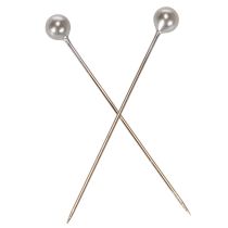 tételeket Gyöngyfejű virágkötő és díszítőtűk, ezüst, Ø4mm, 40mm, 150 darab