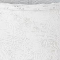 tételeket Kaspó, virágcserép díszekkel, fém díszítéssel, fehér, szürke Ø20.5cm M19.5cm
