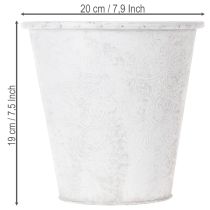 tételeket Kaspó, virágcserép díszekkel, fém díszítéssel, fehér, szürke Ø20.5cm M19.5cm