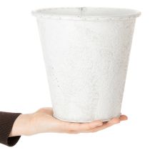 tételeket Kaspó, virágcserép díszekkel, fém díszítéssel, fehér, szürke Ø20.5cm M19.5cm