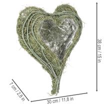 tételeket Szív alakú tál természetes fűből ültetőfóliával, 38 cm