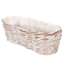 tételeket Kosáros virágtartó fóliabetéttel, ovális, fehér, 37 cm