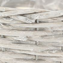 tételeket Fonott virágkosár szett, fehér-szürke, shabby chic dekoráció, 3 darabos