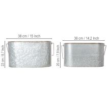 tételeket Kaspó füllel, fém cserép, virágtartó, ezüst, barna, M22/20cm H42/40cm, 2 db-os szett