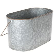 tételeket Kaspó füllel, fém cserép, virágtartó, ezüst, barna, M22/20cm H42/40cm, 2 db-os szett