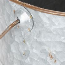 tételeket Kaspó füllel, fém cserép, virágtartó, ezüst, barna, M22/20cm H42/40cm, 2 db-os szett