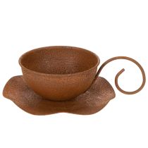 tételeket Vintage rozsdaszínű kaspó és csészealj, Ø17.5cm M6cm