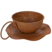 tételeket Vintage rozsdaszínű kaspó és csészealj, Ø17.5cm M6cm