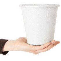 tételeket Díszes virágcserép, kaspó, fém edény, fehér, Ø15,5cm, M14,5cm