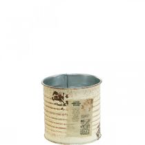 tételeket Növénycserép dekoratív ón krémszínű fém konzervdoboz Ø8cm H7,5cm