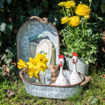 tételeket Növénycserép fülekkel, gyógynövényes tál, elrendezés alapja ezüst, barna L39/35,5/32 cm H10/8,5/7 cm 3 db-os készlet