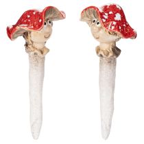 tételeket Gombadugóval díszített figura, lány és fiú, légyölő galóca arccal, 13cm, 2db
