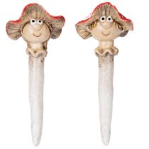 tételeket Gombadugóval díszített figura, lány és fiú, légyölő galóca arccal, 13cm, 2db