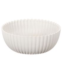 tételeket Kerek, bordázott tál fehér színben, sokoldalú dekorációhoz, 15 cm, 2 darab
