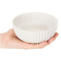 tételeket Kerek, bordázott tál fehér színben, sokoldalú dekorációhoz, 15 cm, 2 darab