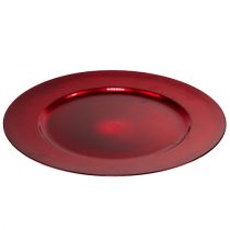 Műanyag tányér Ø33cm piros üvegezéssel