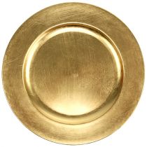 Műanyag tányér Ø33cm arany, arany levél hatású