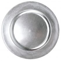 Műanyag tányér ezüst Ø33cm mázas hatással