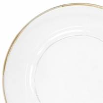 Dekoratív tányér arany peremmel átlátszó műanyag Ø33cm