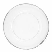 Dekoratív tányér ezüst peremmel, átlátszó műanyag Ø33cm