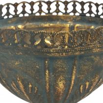 Csésze váza fém díszítéssel csésze arany szürke antik Ø15,5cm H22cm
