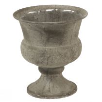Csésze váza fém dísztál szürke antik Ø13,5cm H15cm