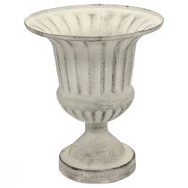 Csésze váza Metal Deco Shabby Chic fehér szürke H24cm Ø20cm
