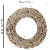 tételeket Dekoratív koszorú, rattan ágak, fehérre meszelt, kreatív tervezéshez, 50cm
