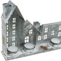 tételeket Világító házak, ablakdekorációk, ezüst világító házak, antik hatású fém lámpás, H67,5cm M20cm
