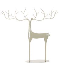 tételeket Dekoratív szarvas szobor nagy agancsokkal, modern fémhatású, 48 cm