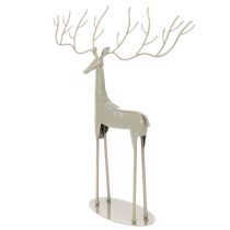 tételeket Dekoratív szarvas szobor nagy agancsokkal, modern fémhatású, 48 cm