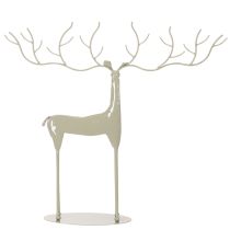 tételeket Dekoratív szarvas szobor nagy agancsokkal, modern fémhatású, 48 cm