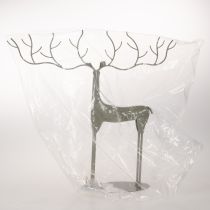 tételeket Dekoratív szarvas szobor nagy agancsokkal, modern fémhatású, 48 cm