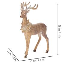 tételeket Dekoratív szarvasfigura aganccsal, álló, karácsonyi dekoráció, 28 cm