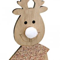 tételeket Rénszarvas fa dekoratív figura álló karácsonyi 12×6,5cm H45cm 2db