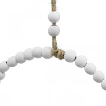 tételeket Dekoratív fa gyűrű Shabby Chic fehér Ø19cm, esküvői, tavaszi, ajtódekoráció, 4 db-os szett