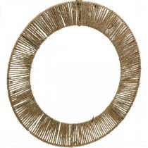 Fali dekoráció, nyári, akasztós gyűrű, bohó stílusú, díszgyűrűvel borított natúr, ezüst Ø49cm