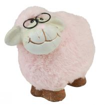 tételeket Rózsaszín bárány szemüveggel és prémes kerámiával 10,5×5,5×9 cm 3db