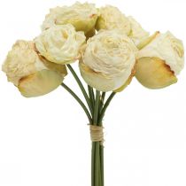 Műrózsák, selyemvirágok, rózsafürt krémfehér L23cm 8db